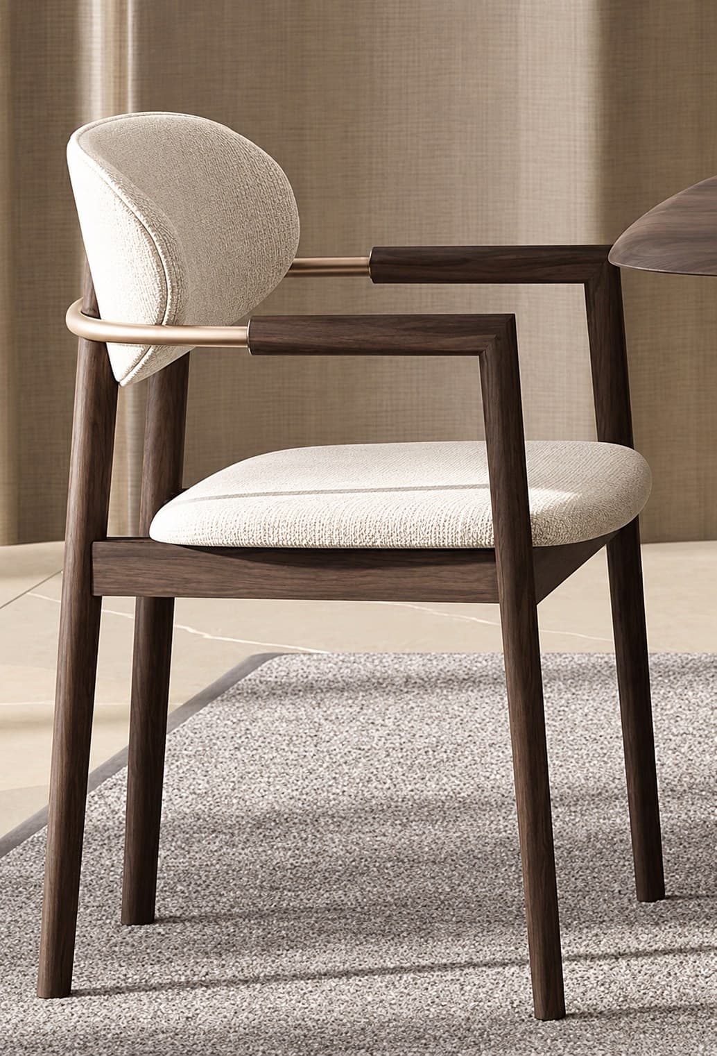 Atlas armchair in a softly lit dining room